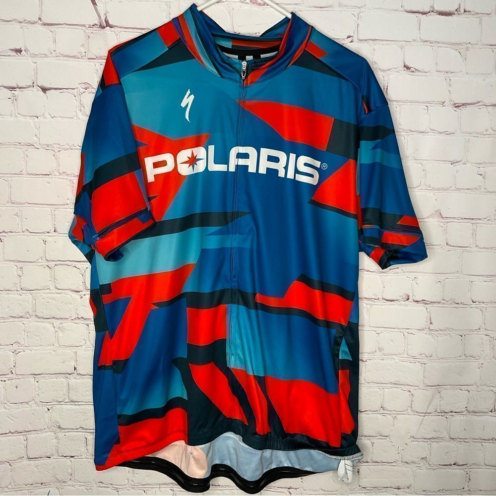 Polaris Bicycle Jersey Mens Size 3XL Red/Blue Full Zip Pockets